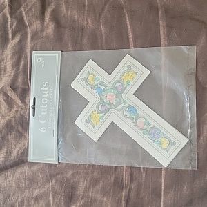 ✨️💲3️⃣ ✨️New Religious Scroll Cross 6Pk Cutouts Confirmation Decorations